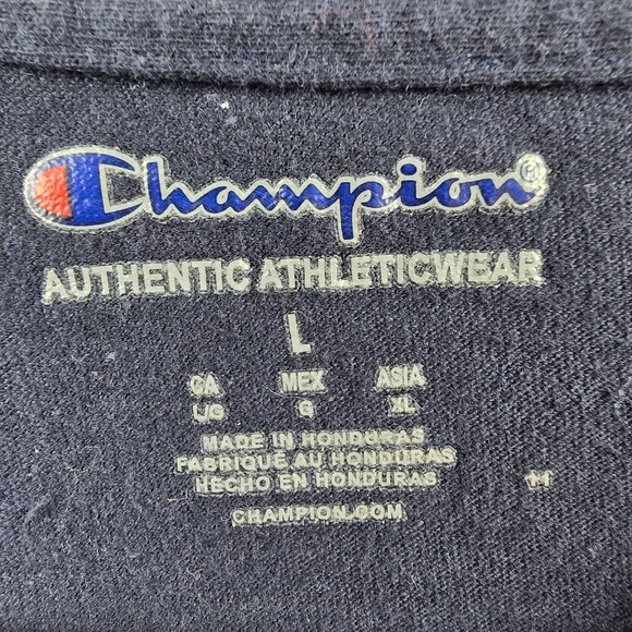 Champion Mens Large Black T-Shirt With American Flag Logo - Picture 4 of 6